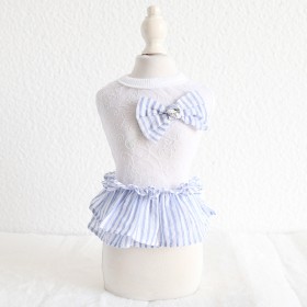 Petstyle spring and summer new fresh cotton yarn striped skirt dress dog clothes cat skirt