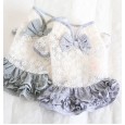 Petstyle spring and summer new full embroidered daisy retro skirt Republic of China dress dog clothes cat
