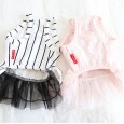 Petstyle spring and summer new baseball style vertical stripe skirt simple dress dog clothes cat clothes