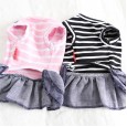 Petstyle spring and summer new bear stripe denim skirt strap dress dog clothes cat skirt