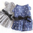 Petstyle spring and summer new star belt skirt small flying sleeve dress dog clothes cat skirt