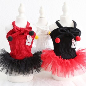 Petstyle spring and summer new color ball bow suspender skirt cute pettiskirt dog clothes cat