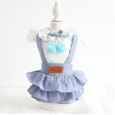 Petstyle spring and summer new cherry pendant imitation denim skirt sweet dress dog clothes cat