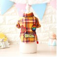 Petstyle Spring and Autumn Patch Plaid Shirt Teddy Bear Bear Dog Autumn and Winter Clothes