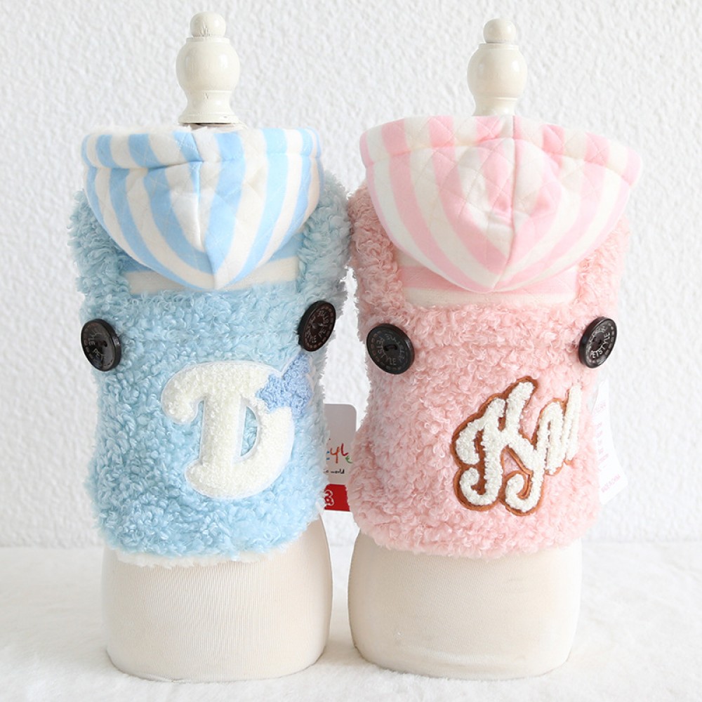 Petstyle Autumn and Winter New School Color Stripe Hat Strap Clothing Pet Clothes Dog Clothing