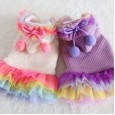 Petstyle autumn and winter new fur ball rainbow skirt pet clothes dog clothing