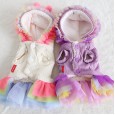 Petstyle autumn and winter new fur ball rainbow skirt pet clothes dog clothing