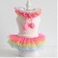 Petstyle autumn and winter new fur ball rainbow skirt pet clothes dog clothing