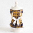 Petstyle Autumn and Winter New School Plaid Wooden Button Skirt Pet Clothes Dog Clothing