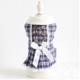 Petstyle Autumn and Winter New School Plaid Wooden Button Skirt Pet Clothes Dog Clothing