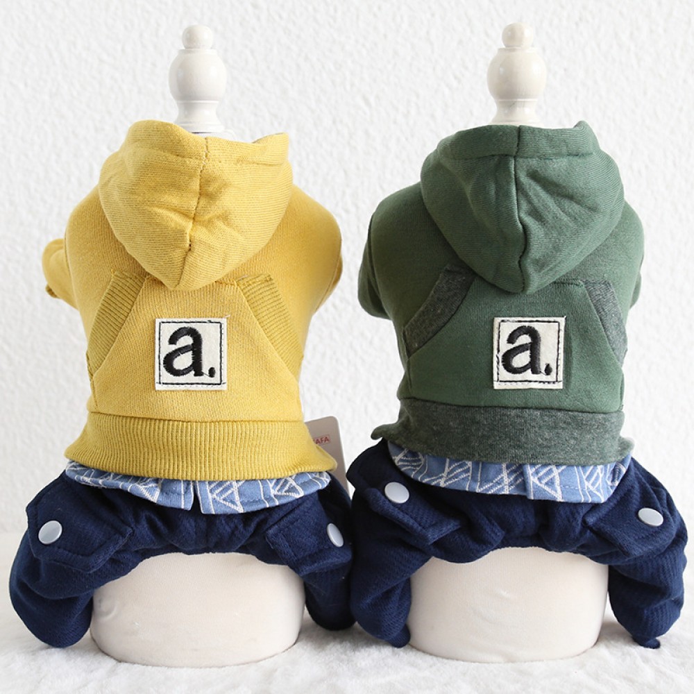 Petstyle autumn and winter new A letter fake two-piece four-legged clothes pet clothes dog clothing