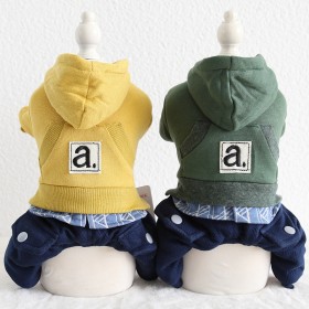 Petstyle autumn and winter new A letter fake two-piece four-legged clothes pet clothes dog clothing
