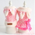 Petstyle autumn and winter new embroidered rabbit skirt cotton coat pet clothes dog clothing