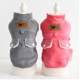 Petstyle autumn and winter new retro leather label double pocket vest pet clothes dog clothing