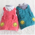 Petstyle Autumn and Winter New Smile Retro Stripe Strap Dress Pet Clothes Dog Clothing