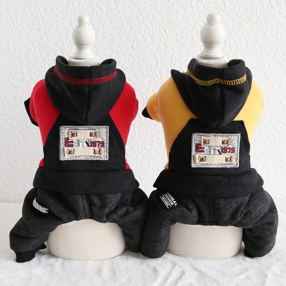 Petstyle autumn and winter new color-matching sleeves hooded four-legged clothes pet clothes dog clothing