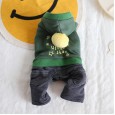 Petstyle autumn and winter little stars pompoms four-legged clothes pet clothes dog clothing denim jumpsuit