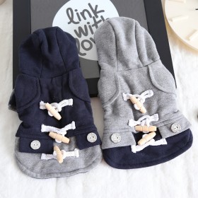 Petstyle autumn and winter imitation wooden button coat pet clothes dog clothing slim hoodie gown