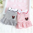 petstyle autumn and winter big bow striped skirt pet dog cotton skirt plus velvet bib cat owner