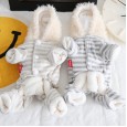 petstyle autumn and winter full stripe printed hooded four-legged pet dog casual cotton padded thick one-piece suit