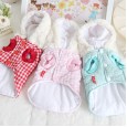 Petstyle autumn and winter bunny pocket plaid vest pet clothes dog clothes cat clothes plush