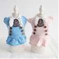 petstyle pet autumn and winter clothes wooden buckle college skirt dog plus velvet two-leg cotton coat revival student