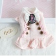 petstyle pet autumn and winter clothes wooden buckle college skirt dog plus velvet two-leg cotton coat revival student