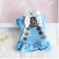 petstyle pet autumn and winter clothes wooden buckle college skirt dog plus velvet two-leg cotton coat revival student