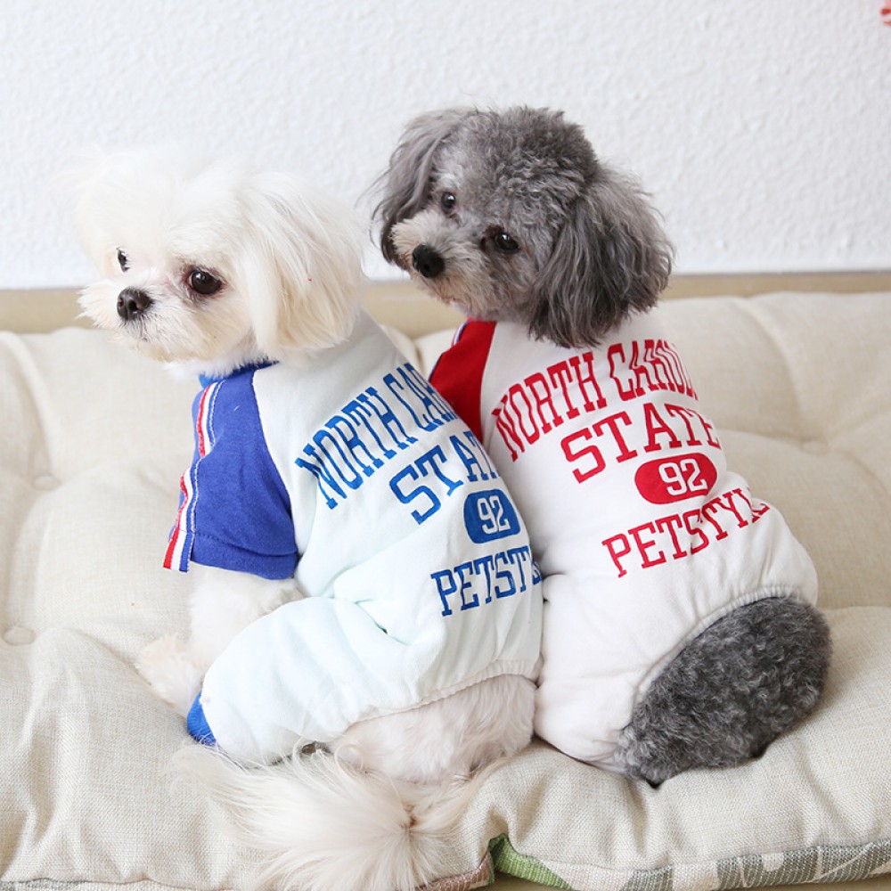 Petstyle autumn and winter new letters three-color belt four-legged clothes plus velvet thickening pet home service freight service