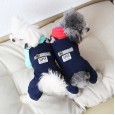 Petstyle autumn and winter striped leather label buckle four-legged clothes pet clothes dog clothing bib jeans