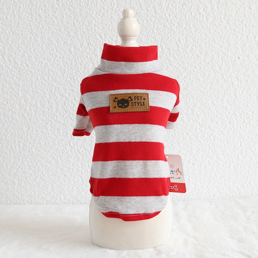 Petstyle autumn and winter new seven-color wide stripe bottoming shirt pet casual clothes puppy dog cat