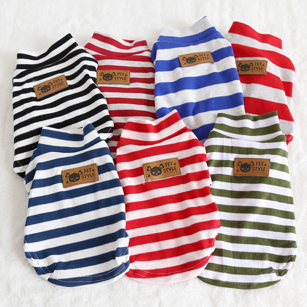 Petstyle autumn and winter new seven-color wide stripe bottoming shirt pet casual clothes puppy dog cat