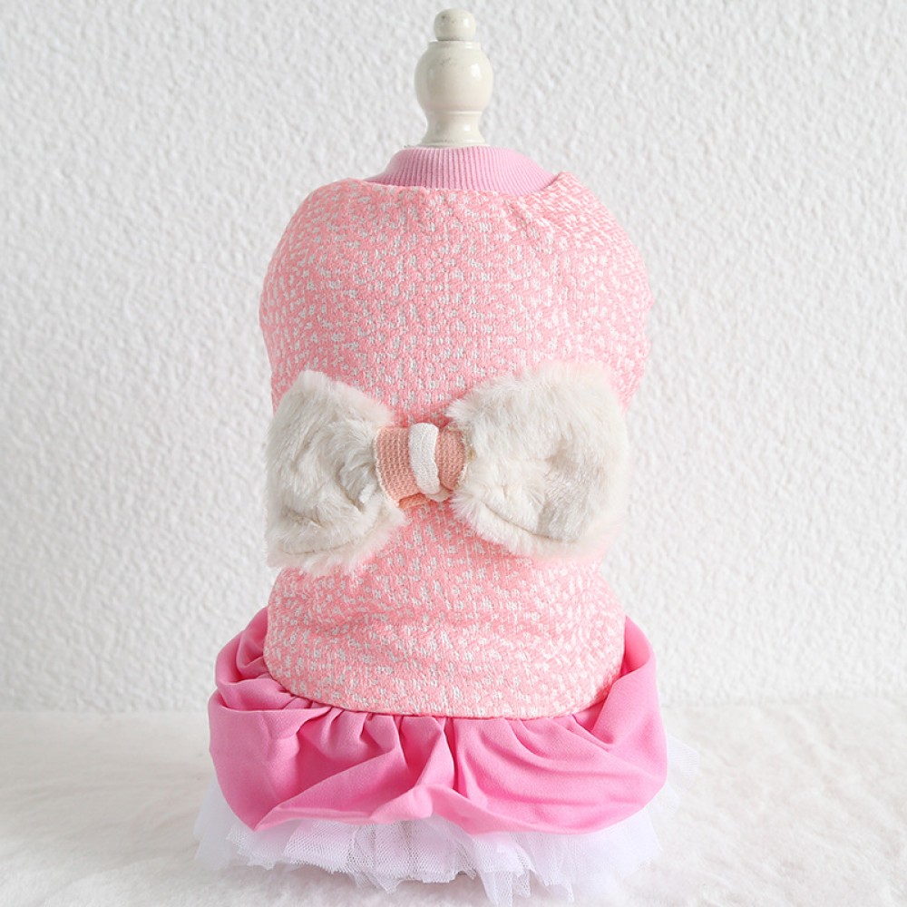 Autumn and winter clothing five-color bow cotton skirt thick warm pet clothes dog clothing