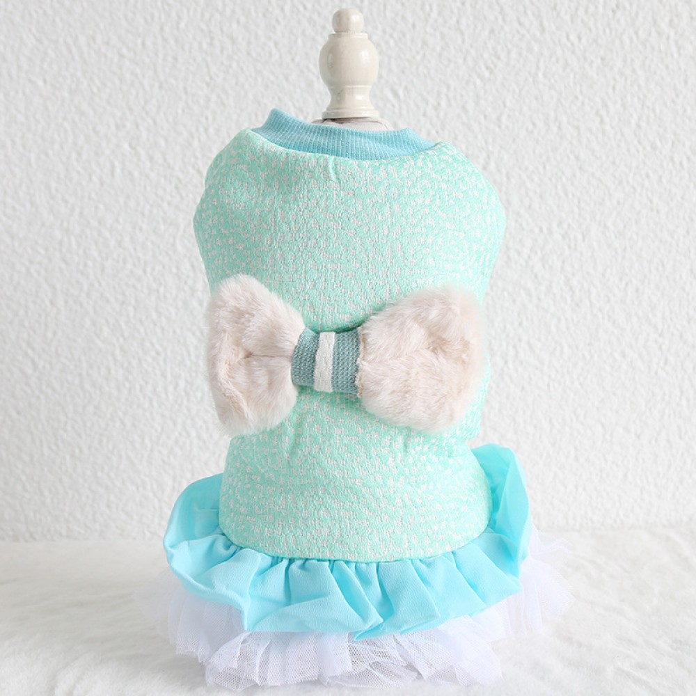 Autumn and winter clothing five-color bow cotton skirt thick warm pet clothes dog clothing
