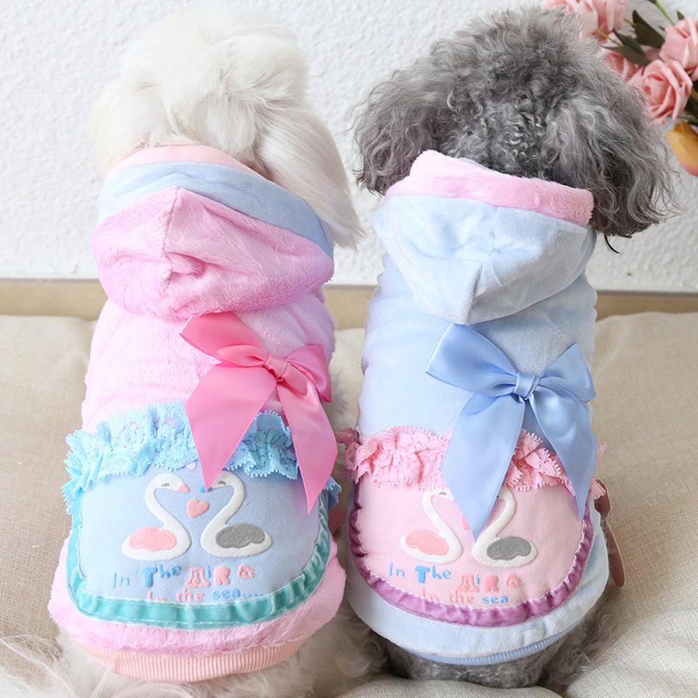 Autumn and winter clothes small beautiful swan cotton coat thick warm pet clothes dog clothing