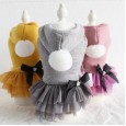 Petstyle autumn and winter new three-color big fur ball hooded skirt pet clothes dog clothing