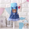 Petstyle Autumn New Print Striped Cartoon Denim Skirt Pet Dog Dress Autumn