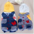 Autumn and winter new Petstyle thick stripe four-leg bib pants Teddy pet dog clothes