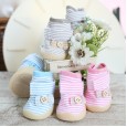 Petstyle striped button bow shoes breathable section beef tendon sole non-slip wear-resistant pet dog shoes