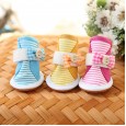 Pet spring and summer dog shoes small wooden buckle striped shoes teddy bear Xiong Bomei Shi Shi pet shoes dog shoes