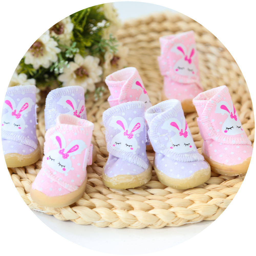 Petstyle new sweet bunny polka dot shoes beef tendon sole wear-resistant shoes pet shoes dog shoes