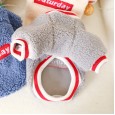 Pet dogs and cats autumn and winter new teddy bear clothes English stickers lamb cashmere round neck shirt two-legged clothing