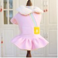 New autumn and winter dog clothes to keep warm out cute pink kindergarten strap skirt teddy bear bear pet clothing