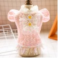 Teddy chihuahua puppies pet dog dog cat clothes early summer pink lace temperament princess skirt