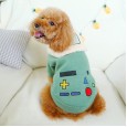 Pet dog cat clothes autumn and winter new warm game console woolen coat robot lapel plus velvet clothes