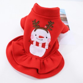 Christmas dogs autumn and winter clothes Teddy Bomei cat pet clothing padded warm ladies celebrity waffle princess dress