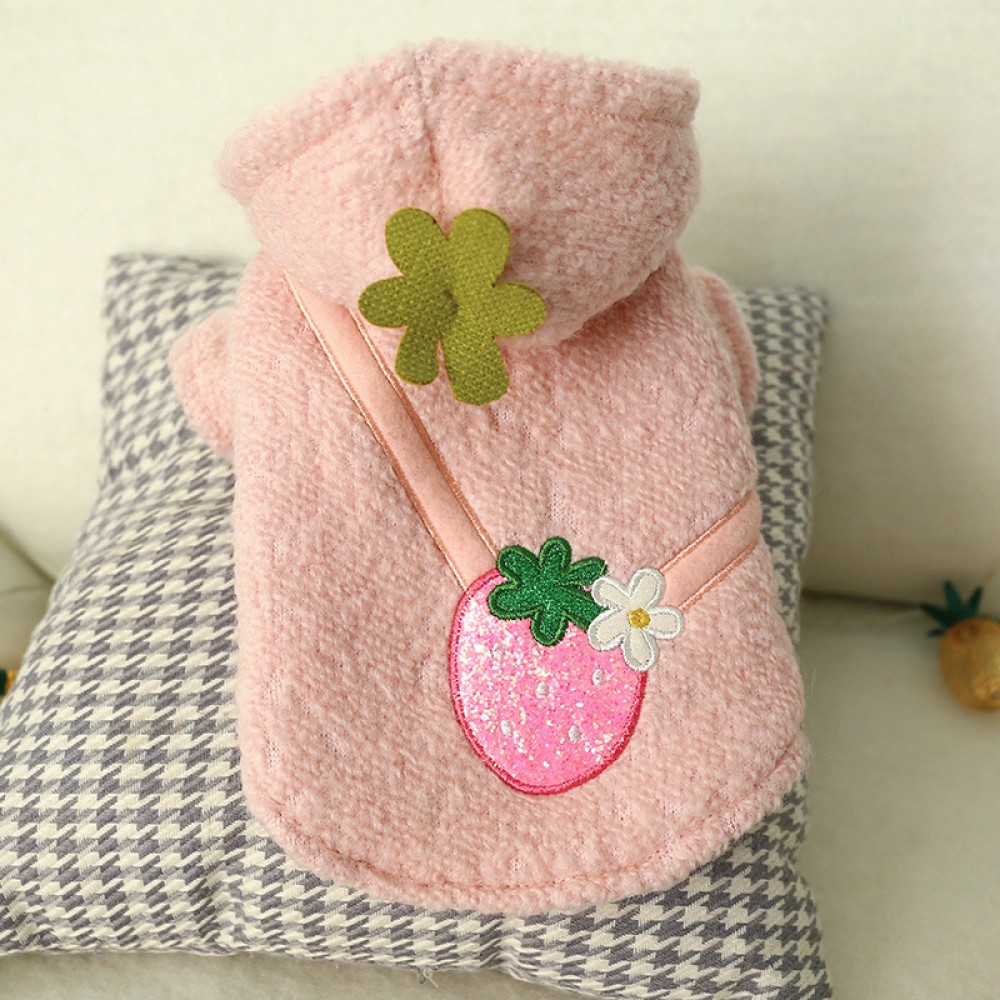 Pet dog clothes candy strawberry cashmere skirt thick teddy bear autumn and winter new warm cute dog clothes
