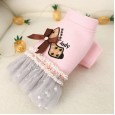 Pet dog dog cat autumn and winter new girl heart pink high heels woolen dress woolen teddy bear costume clothing