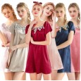Yaoting explosion silk ladies nightgown summer sexy short-sleeved nightdress female summer SQ1023