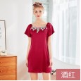 Yaoting explosion silk ladies nightgown summer sexy short-sleeved nightdress female summer SQ1023